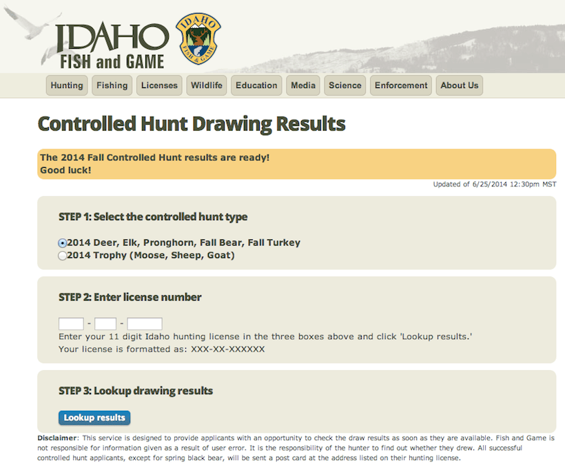 Idaho 2014 controlled hunt results goHUNT